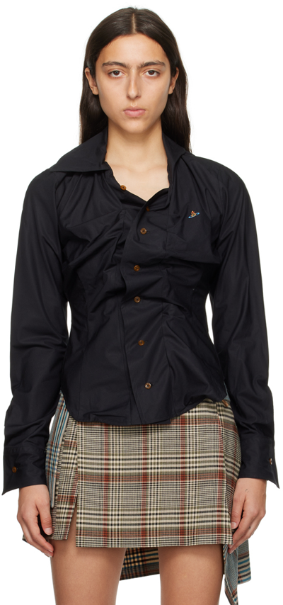 Shop Vivienne Westwood Black Drunken Shirt In N401 Black