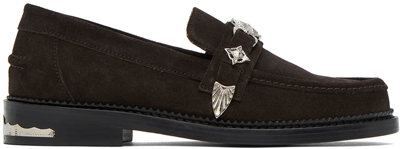 Shop Toga Virilis Ssense Exclusive Brown Loafers In Dark Brown Suede