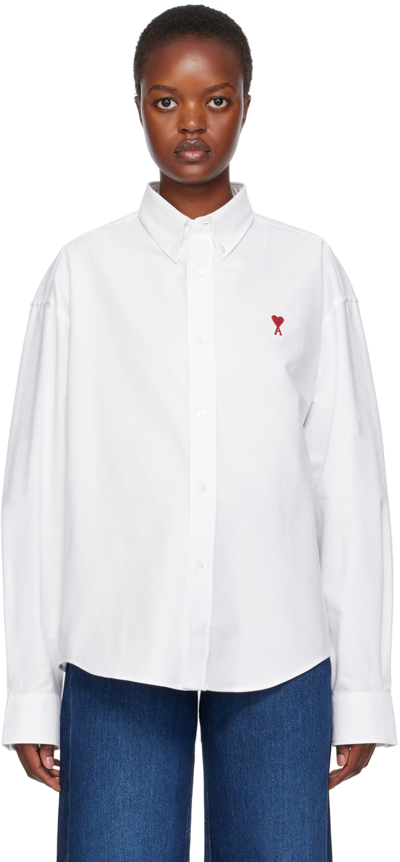 Shop Ami Alexandre Mattiussi White Ami De Cœur Shirt In Natural White/168