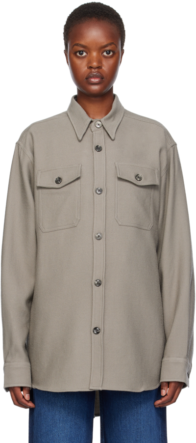 Shop Ami Alexandre Mattiussi Taupe Chest Pocket Shirt In Taupe/281