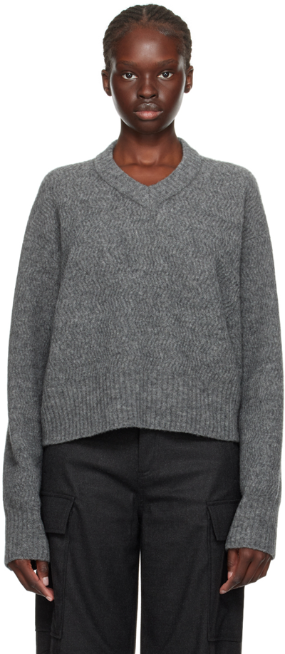 Shop Filippa K Grey Structure Sweater In 9245 Mid Grey Melang