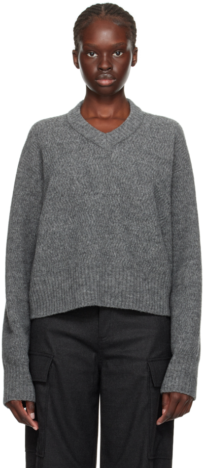 Filippa K Structure Yak Sweater In 9245 Mid Grey Melang