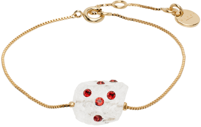 Shop Marni Gold & Red Pietra Dura Bracelet In 00w09 Glass