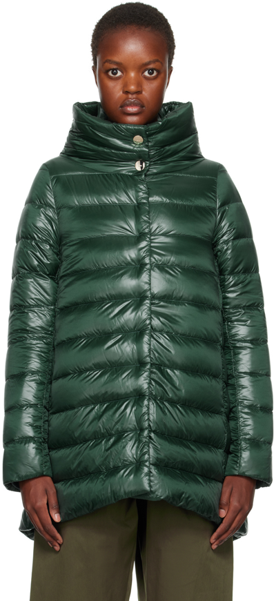 Shop Herno Green Amelia Down Coat In 7970 Kelly Green