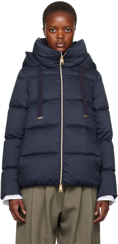 Shop Herno Navy Quilted Down Jacket In 9200 Navy