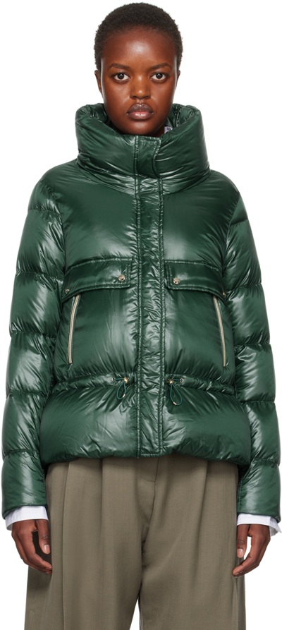 Shop Herno Green Lightweight Down Jacket In 7970 Kelly Green