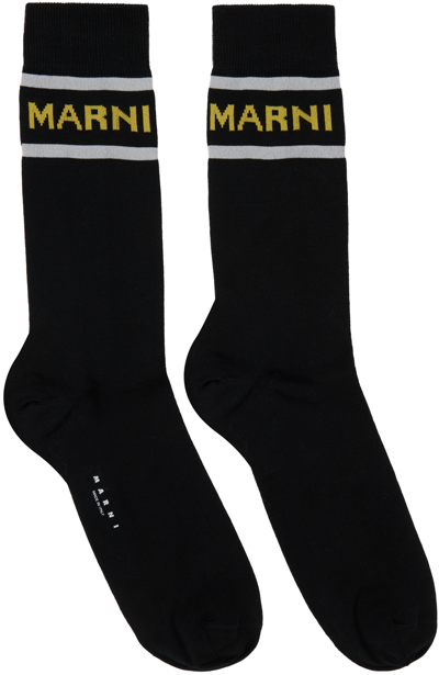Shop Marni Black Logo Socks In V2n99 Black