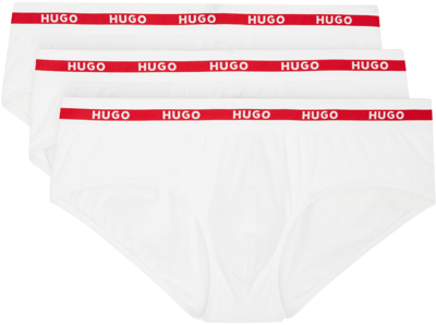 Shop Hugo Three-pack White Briefs In 120 - Open White