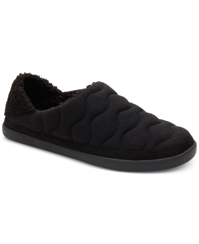 Shop Toms Women's Ezra Quilted Slip On Slippers In Black Quilted Felt