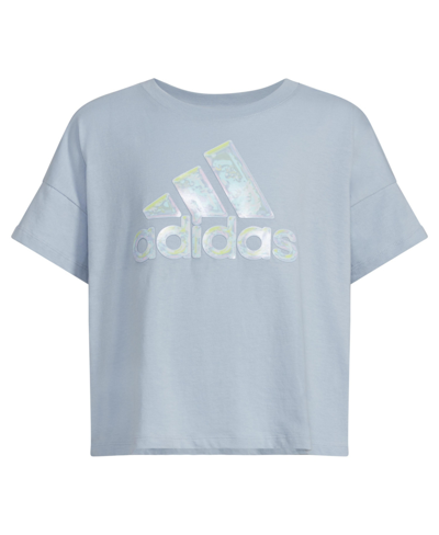 Shop Adidas Originals Big Girls Short Sleeve Loose Fit Box T-shirt In Wonder Blue