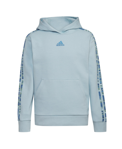 Shop Adidas Originals Big Boys Long Sleeve Liquid Camo 3-stripe Hoodie In Wonder Blue
