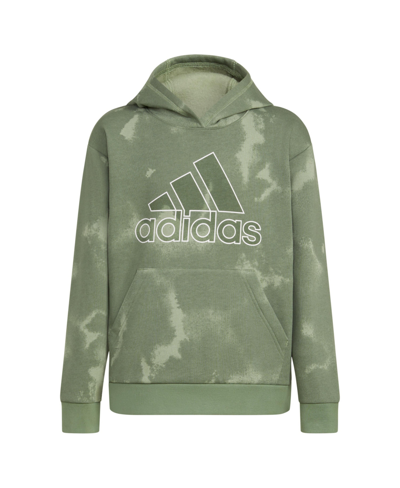 Shop Adidas Originals Big Boys Long Sleeve Fluidity Printed Hoodie In Silver Green