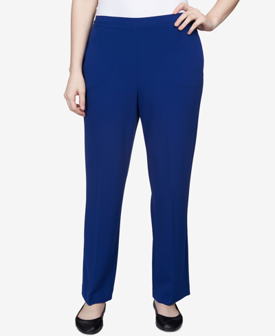 Shop Alfred Dunner Women's Downtown Vibe Scuba Crepe Stretch Fit Short Length Pants In Royal Blue