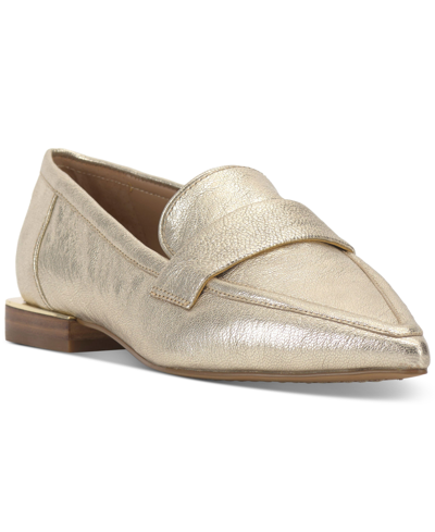 Shop Vince Camuto Women's Calentha Pointy Toe Tailored Loafers In Light Gold Leather