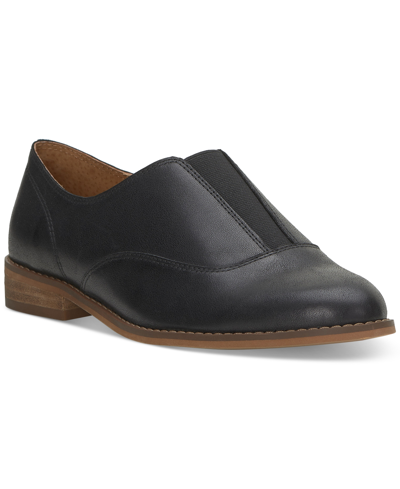 Shop Lucky Brand Women's Erlina Slip-on Flat Loafers In Black Leather