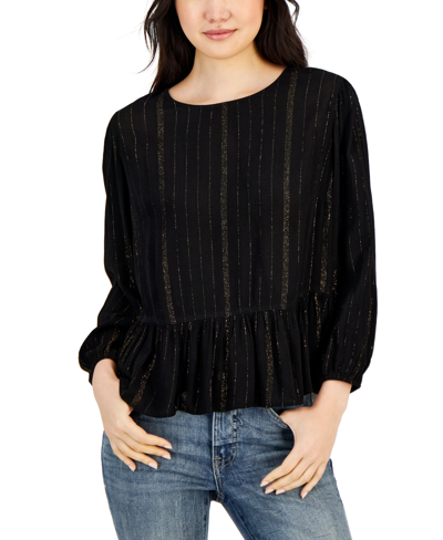 Shop Tommy Hilfiger Women's Tonal-stripe Cutout-back Top In Black