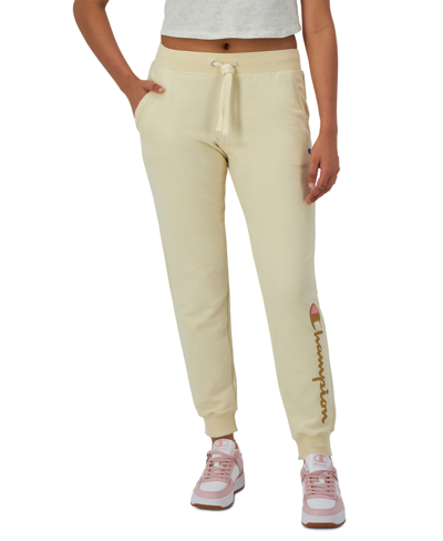 Shop Champion Women's Drawstring Logo Sweatpant Fleece Jogger In Fresh Skin Tan