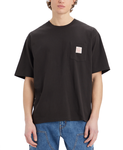 Shop Levi's Men's Workwear Relaxed-fit Solid Pocket T-shirt In Meteorite
