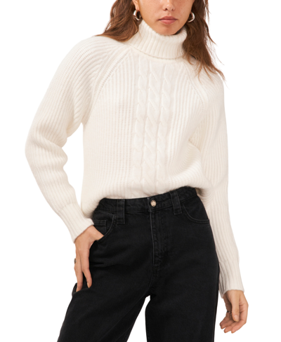 Shop 1.state Women's Turtleneck Back-cutout Raglan-sleeve Sweater In Antique White