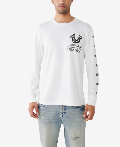 Shop True Religion Men's Long Sleeve City Tour T-shirt In Optic White