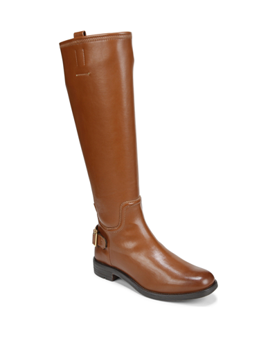 Shop Franco Sarto Merina Wide Calf Knee High Riding Boots In Cognac Brown Faux Leather