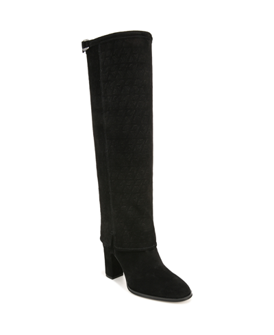 Shop Franco Sarto Women's Informa West Knee High Fold-over Cuffed Boots In Black Suede