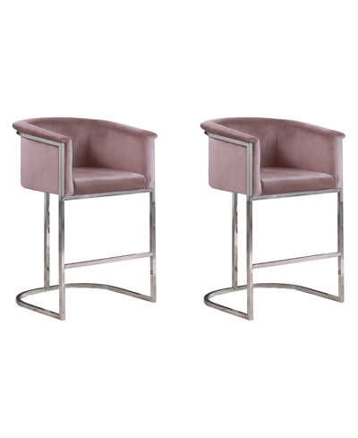 Best Master Furniture Lexie 36" Stainless Steel Base Bar Stools, Set Of 2 In Pink
