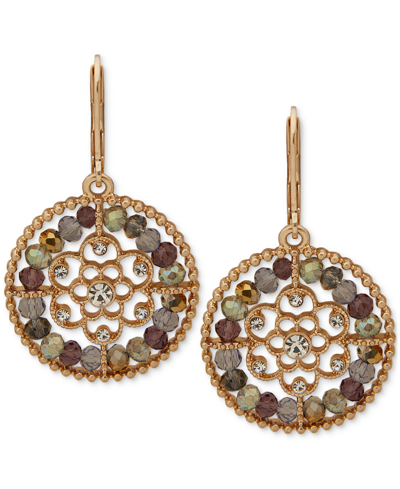 Shop Lonna & Lilly Gold-tone Pave & Bead Flower Cutout Drop Earrings In Blue