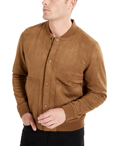Shop Kenneth Cole Men's Snap-front Transitional Style Bomber Jacket In Khaki