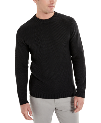 Shop Kenneth Cole Men's Slim Fit Popcorn Crewneck Sweater In Black