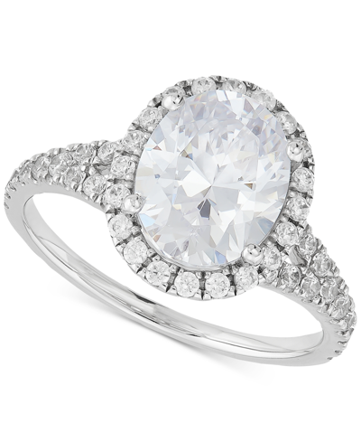 Shop Grown With Love Igi Certified Lab Grown Diamond Oval-cut Halo Engagement Ring (3 Ct. T.w.) In 14k White Gold