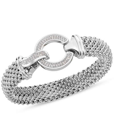 Shop Macy's Diamond Circle Mesh Bangle Bracelet (5/8 Ct. T.w.) In Sterling Silver
