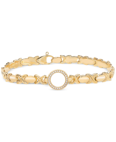 Macy's Diamond Circle Stampato Link Bracelet (1/6 Ct. T.w.) In 14k Gold-plated Sterling Silver In Gold-plated Sterling Silver