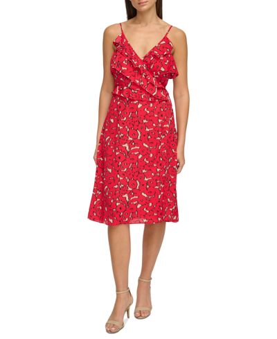 Shop Donna Karan Women's Printed Georgette Sleeveless Dress In Printed Georgette Fl