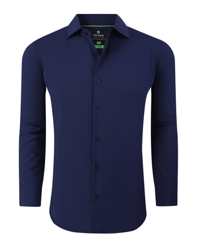 Shop Tom Baine Men's Performance Stretch Solid Button Down Shirt In Navy