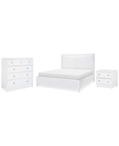 Furniture Summerland 3pc Bedroom Set (queen Upholstered Storage Bed, Dresser, Nightstand) In White