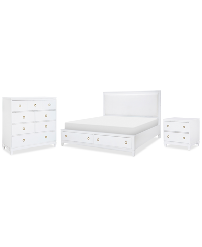 Shop Furniture Summerland 3pc Bedroom Set (queen Upholstered Storage Bed, Chest, Nightstand) In White