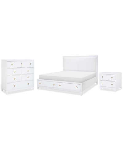 Furniture Summerland 3pc Bedroom Set (queen Upholstered Storage Bed, Chest, Nightstand) In White