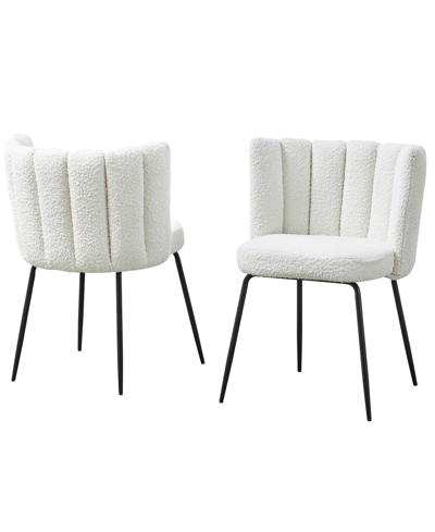 Shop Best Master Furniture Elegante 32" Boucle Fabric Side Chairs, Set Of 2 In White