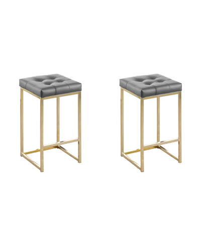 Best Master Furniture Jersey 27" Faux Leather Counter Height Stools, Set Of 2 In Gray