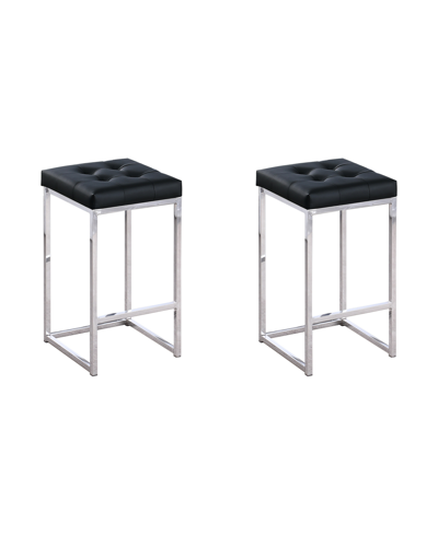 Shop Best Master Furniture Jersey 27" Faux Leather Counter Height Stools, Set Of 2 In Black
