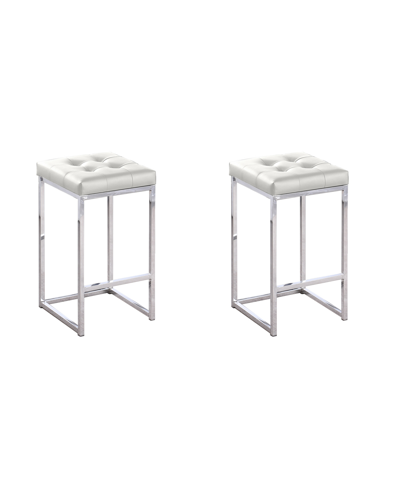 Shop Best Master Furniture Jersey 27" Faux Leather Counter Height Stools, Set Of 2 In White