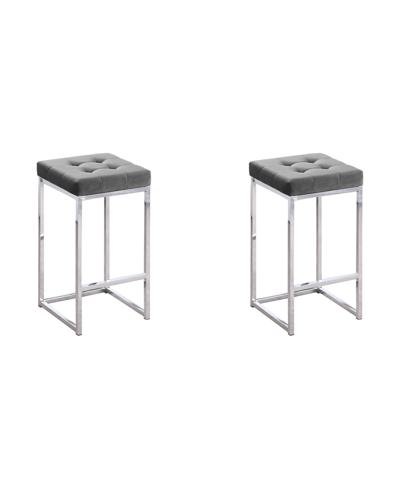 Shop Best Master Furniture Jersey 27" Velvet Counter Height Stools, Set Of 2 In Gray
