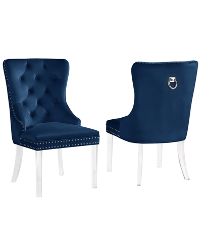 Shop Best Master Furniture Leah 40" Velvet Tufted With Acrylic Leg Dining Chairs, Set Of 2 In Blue