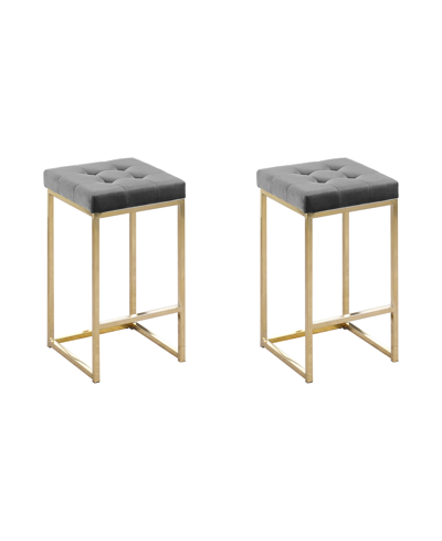 Shop Best Master Furniture Jersey 27" Velvet Counter Height Stools, Set Of 2 In Gray