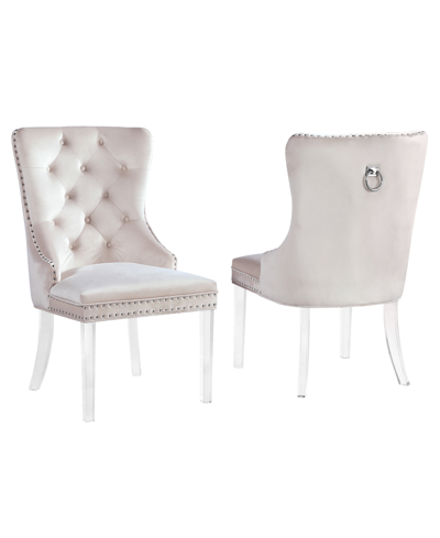 Best Master Furniture Leah 40" Velvet Tufted With Acrylic Leg Dining Chairs, Set Of 2 In Beige