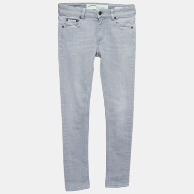 Pre-owned Off-white Grey Denim Skinny Jeans S Waist 26"