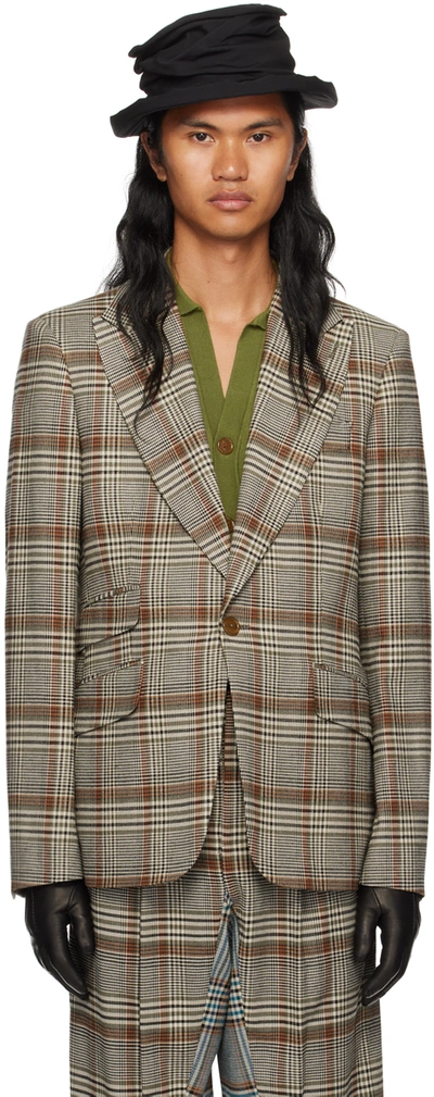 Shop Vivienne Westwood Green One Button Blazer In Green 233-w00m6-m202
