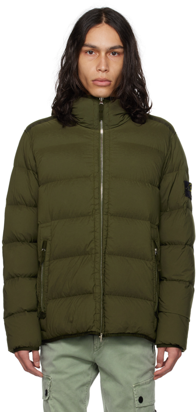 Shop Stone Island Khaki Seamless Tunnel Down Jacket In V0058 Olive