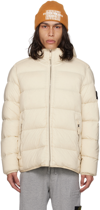 Shop Stone Island Off-white Seamless Tunnel Down Jacket In V0097 Plaster